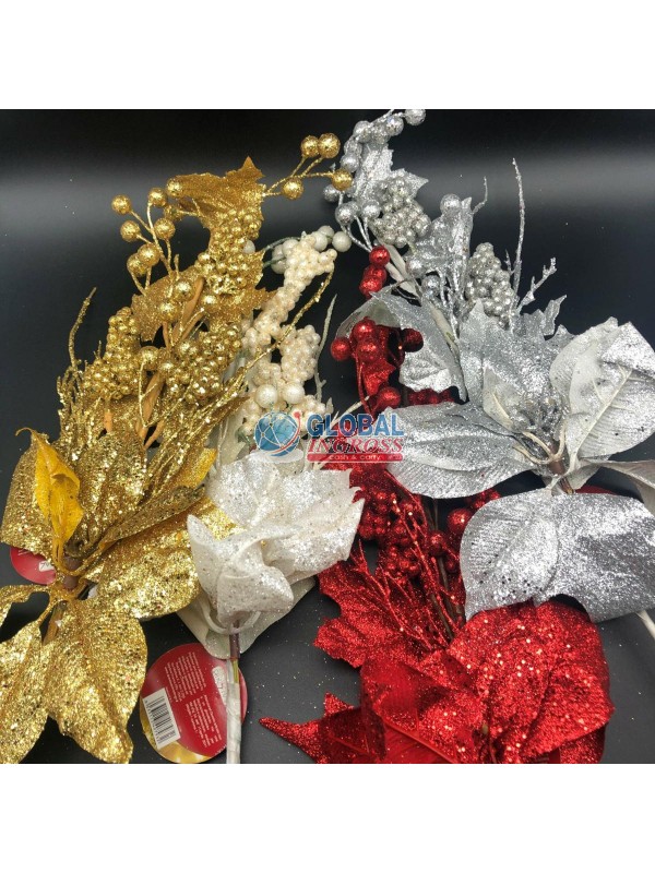 STELLA DI NATALE C/BACCHE COLORI ASS.