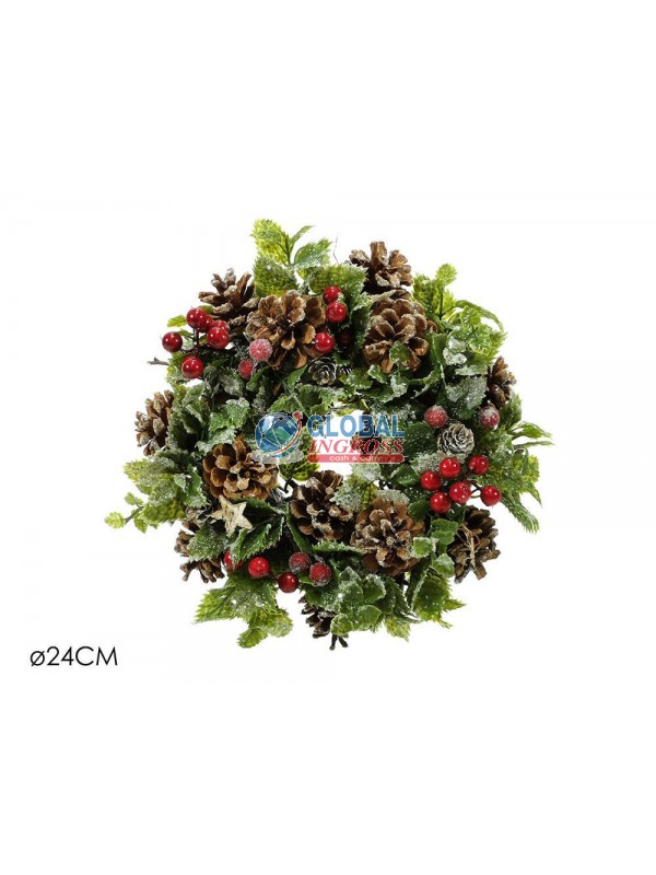 GHIRLANDA C/BACCHE ROSSE 24cm