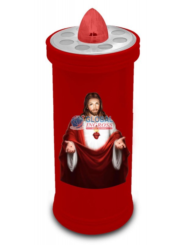 LUMINO VOTIVO BATTERIA 14cm ROSSO.