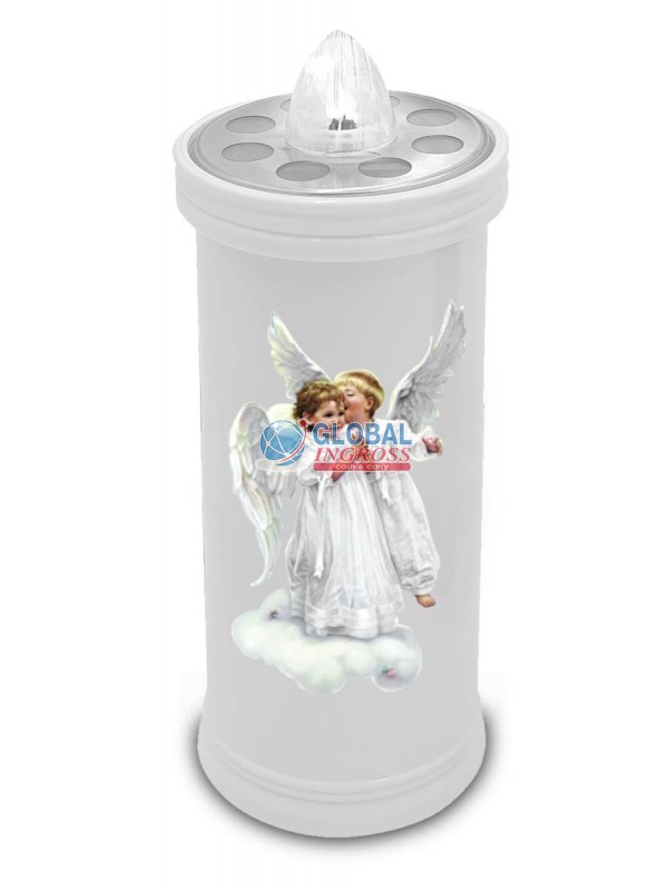 LUMINO VOTIVO BATTERIA 14cm BIANCO.