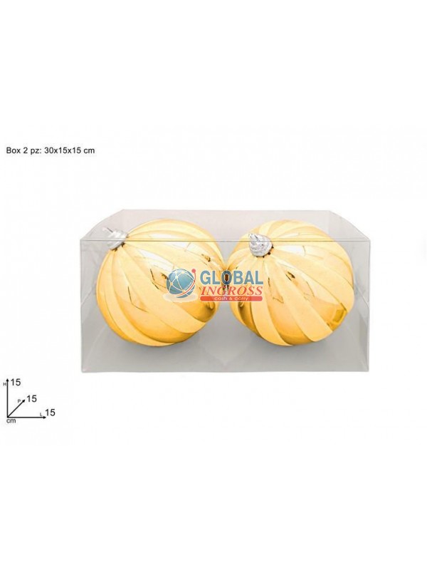 PALLE 2pz 15cm ORO GLITTER ORO IN BOX PVC
