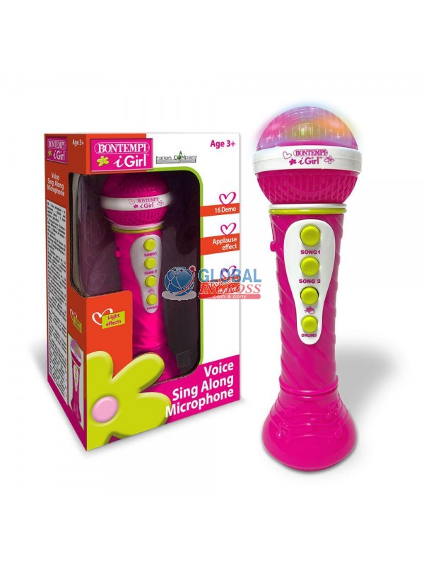 MICROFONO KARAOKE CON EFFETTI LUMINOSI ROSA