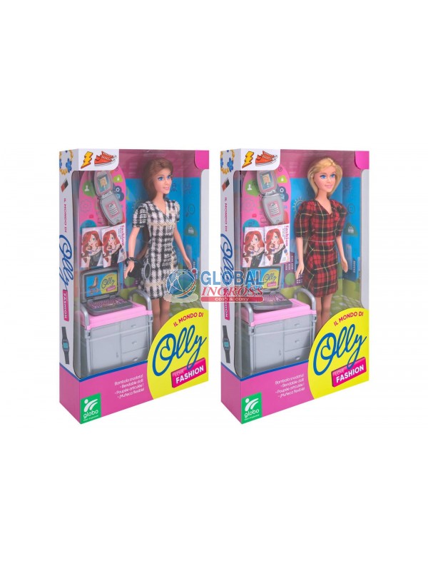 BAMBOLA UFFICIO 30cm C/ACCESSORI