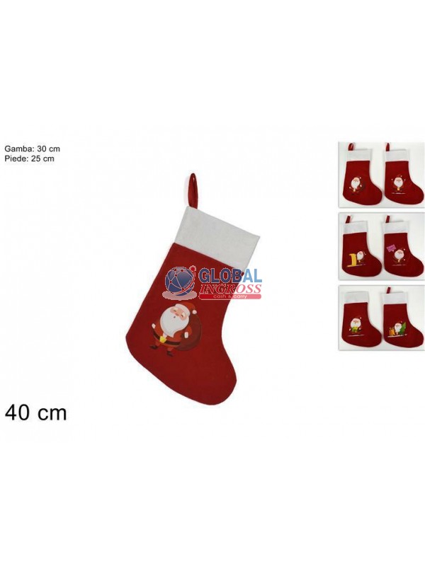 CALZA C/BABBO NATALE FELTRO 40cm