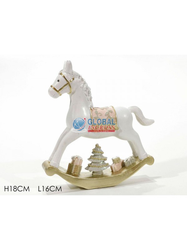 CAVALLO A DONDOLO BIANCO C/ROSA