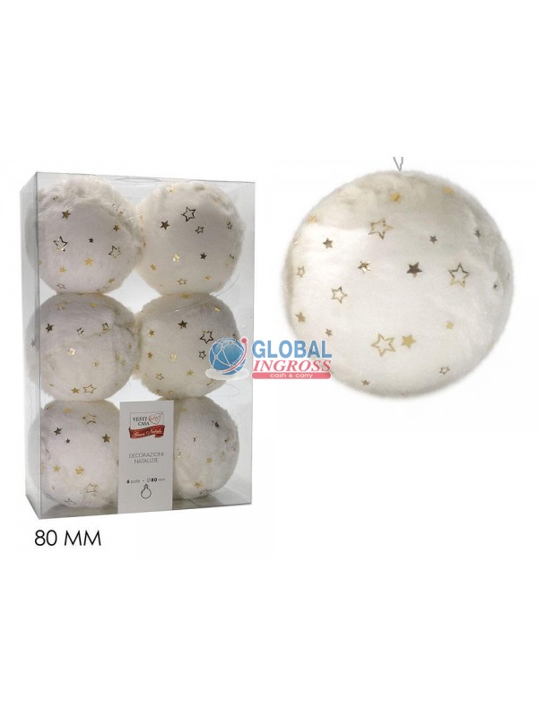 PALLE PELUCHE BIANCO 80mm 6pz