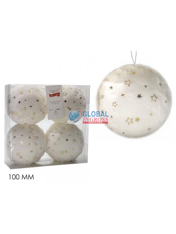 PALLE PELUCHE BIANCO 100mm 4pz