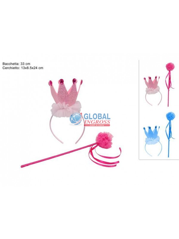 BACCHETTA + CERCHIETTO PRINCIPESSA C/DIAMANTI