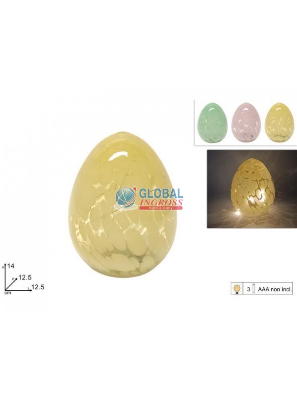 DECORAZIONE UOVO IN VETRO 14cm C/LED