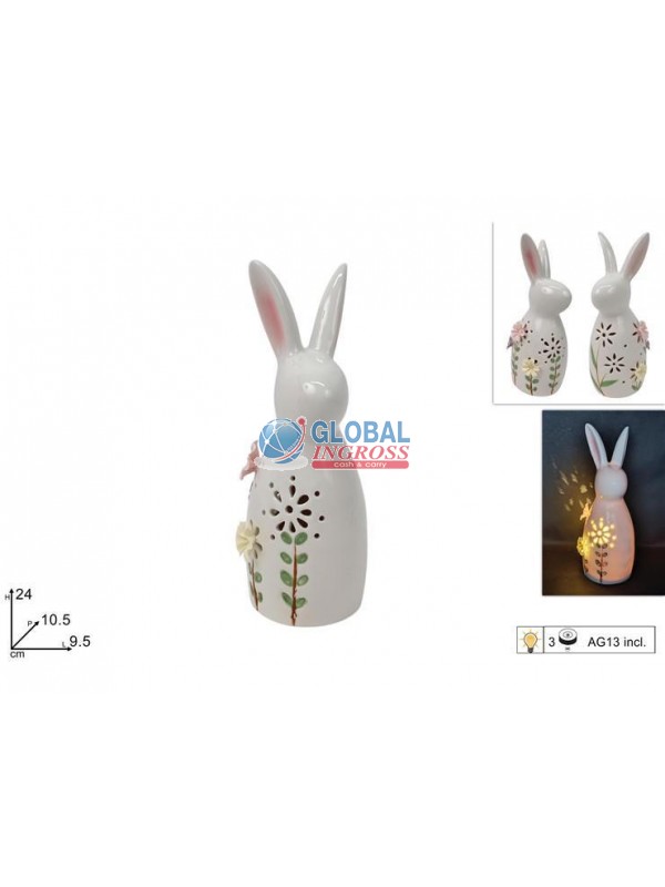 CONIGLIO CERAMICA C/LUCE 24cm