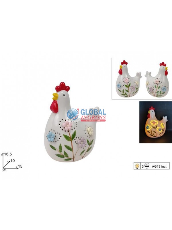 GALLINA CERAMICA C/LUCE16cm