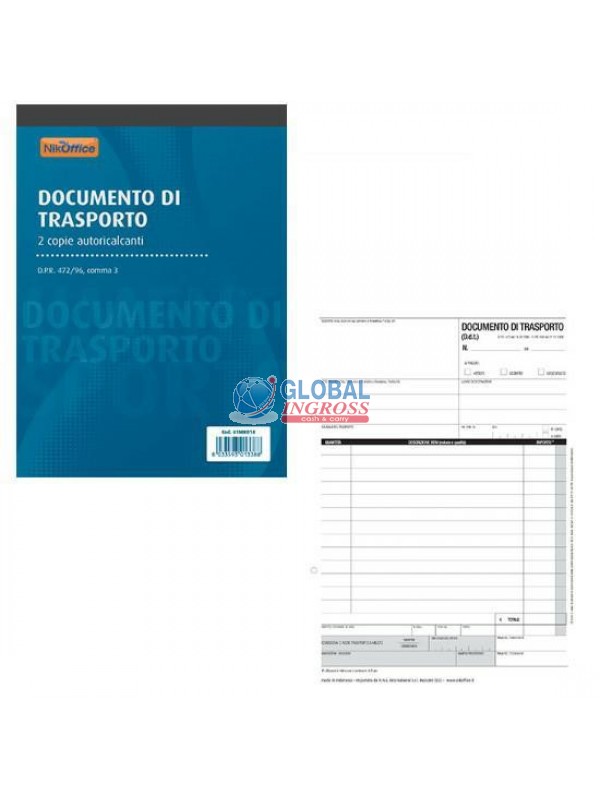 DOCUMENTO TRASPORTO 2 COPIE A5.