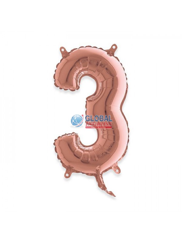 MYLAR NUMERO MEDIO ROSEGOLD 3 36cm