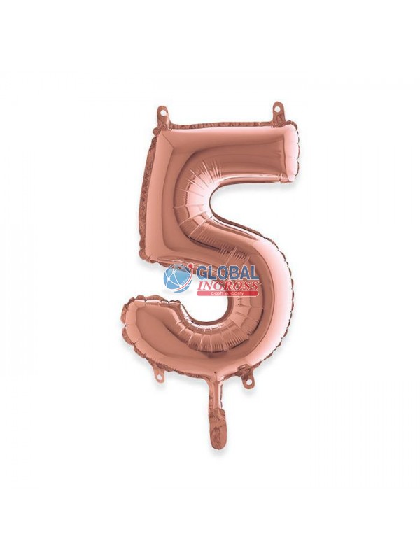 MYLAR NUMERO MEDIO ROSEGOLD 5 36cm