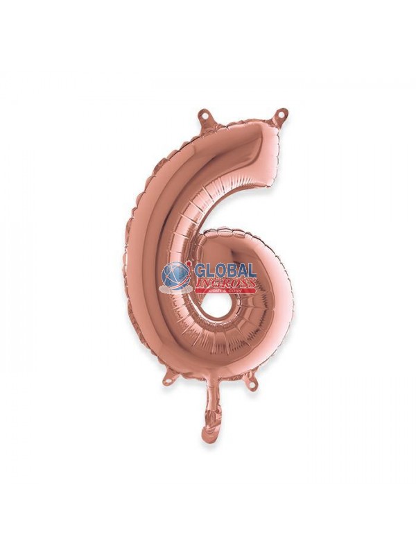 MYLAR NUMERO MEDIO ROSEGOLD 6 36cm