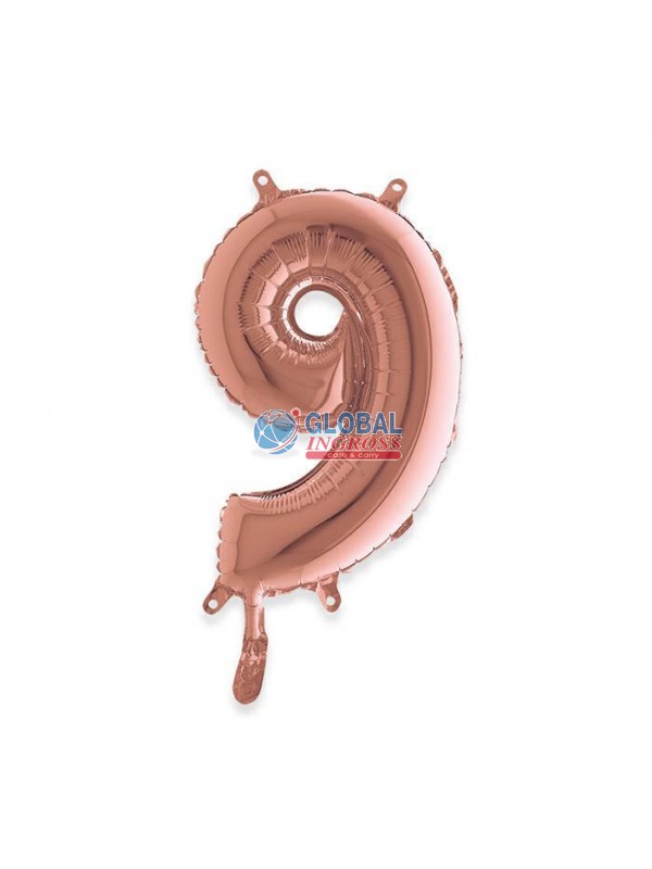 MYLAR NUMERO MEDIO ROSEGOLD 9 36cm