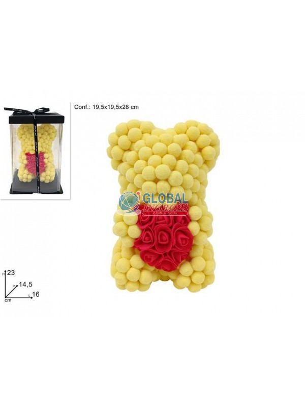 ORSO DI MIMOSA C/CUORE 23cm
