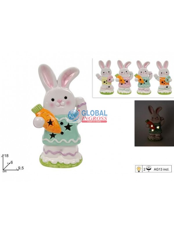 CONIGLIO CERAMICA 18cm C/LUCE