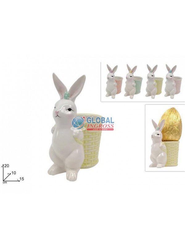 CONIGLIO C/PORTAUOVO CERAMICA 20cm