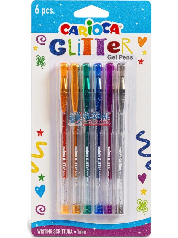 PENNE GLITTER GEL 6pz CARIOCA
