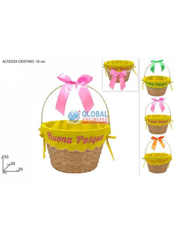 CESTA TONDA BUONA PASQUA C/MANICO 25x16x33cm