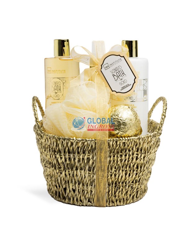 SET SCENTED SCENTED BATH GOLD BASKET GIFT SET
