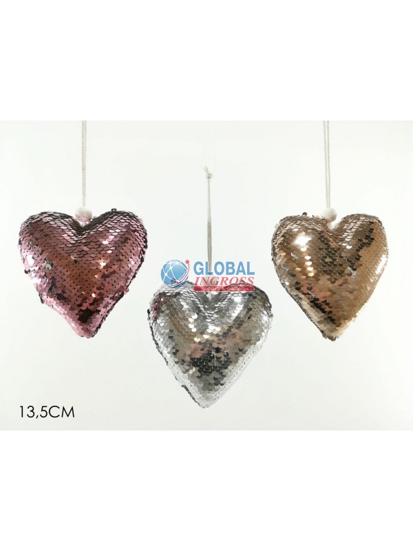 APPENDINO CUORE C/PAILLETTES 13cm
