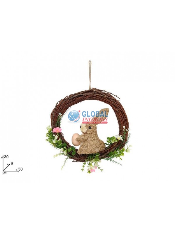 DIETROPORTA LEGNO INTRECCIATO C/CONIGLIO 30cm