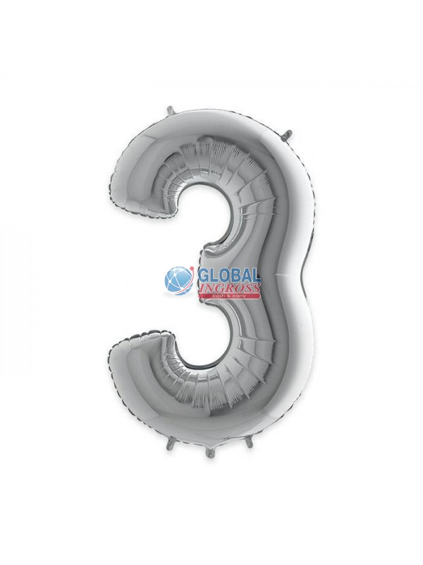 MYLAR NUMERO ARGENTO 3 1mt