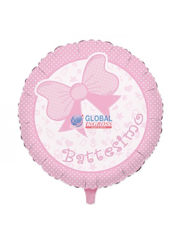 MYLAR 45cm BATTESIMO FIOCCO ROSA