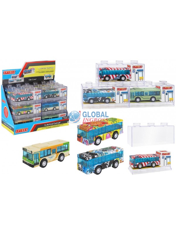 MODELLINO AUTOBUS DIE CAST PLASTIC BOX RETROCARICA