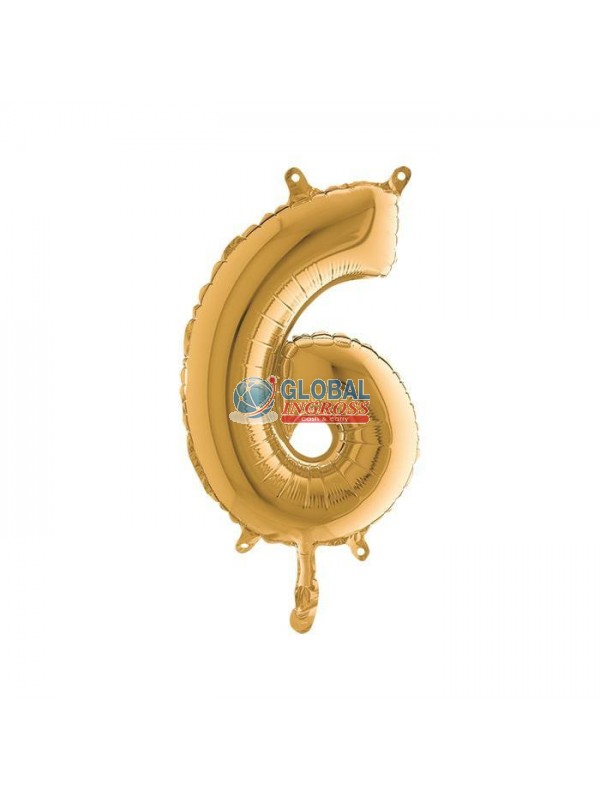 MYLAR NUMERO MEDIO ORO 6 36cm