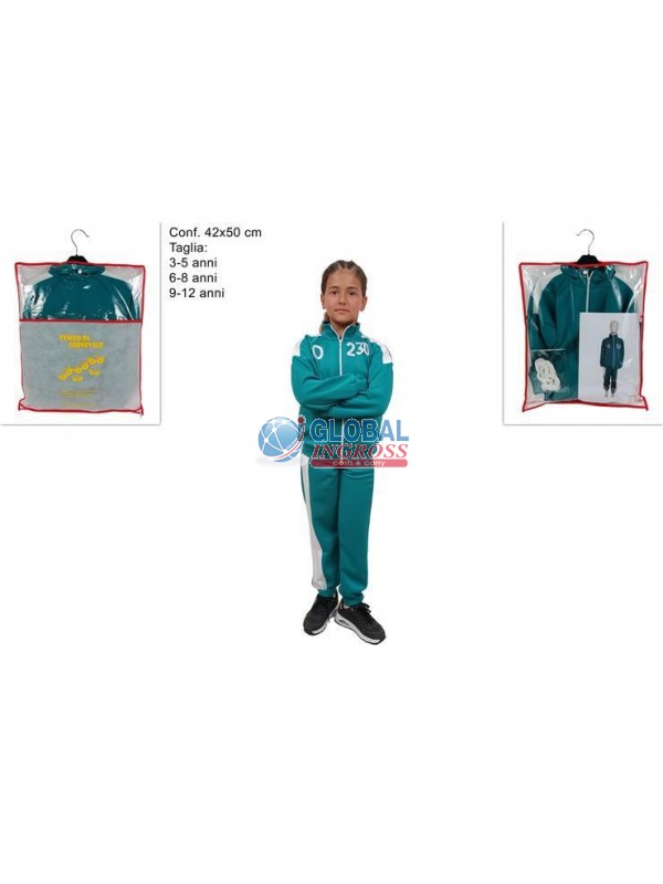 COSTUME PERSONAGGIO BIMBO TUTA VERDE C/NUMERI TG.ASS.
