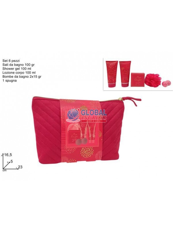 CONFEZIONE REGALO BEAUTY ROSSO C/SET DA BAGNO 6pz