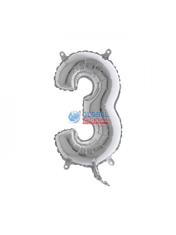 MYLAR NUMERO MEDIO ARGENTO 3 36cm