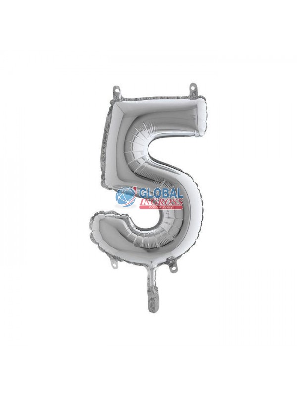 MYLAR NUMERO MEDIO ARGENTO 5 36cm
