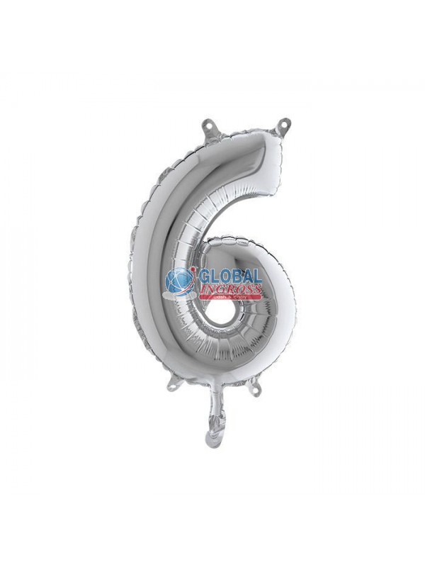 MYLAR NUMERO MEDIO ARGENTO 6 36cm