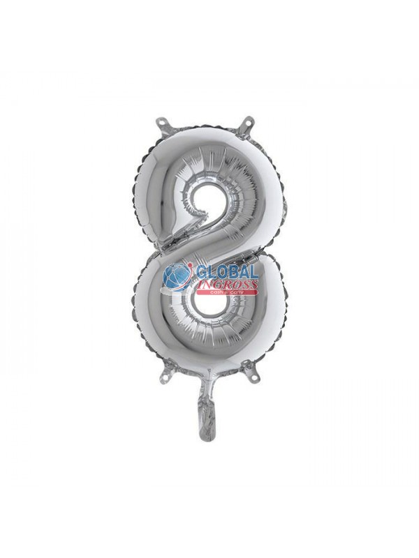 MYLAR NUMERO MEDIO ARGENTO 8 36cm