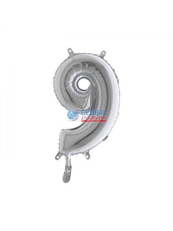 MYLAR NUMERO MEDIO ARGENTO 9 36cm