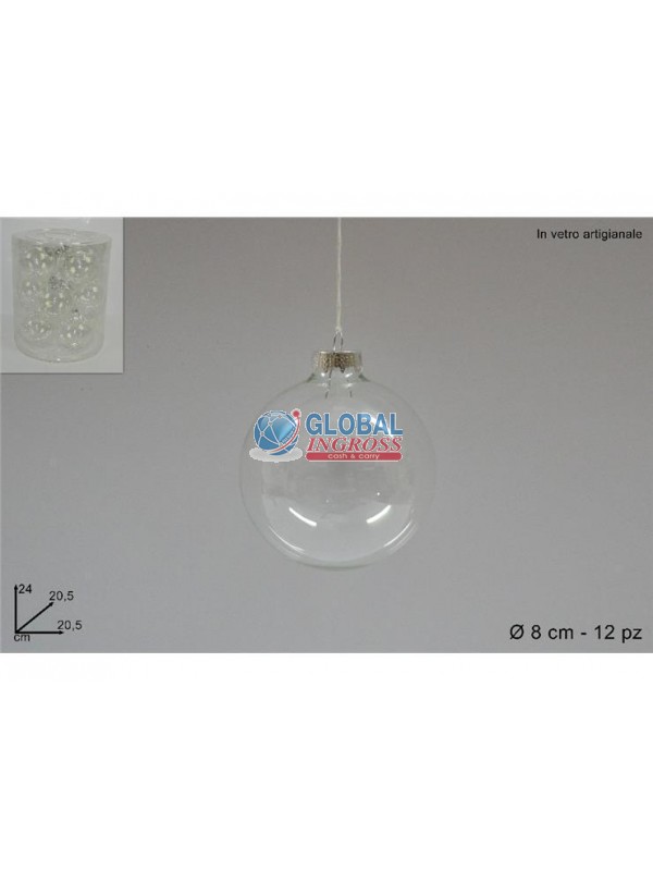 PALLE VETRO TRASPARENTI8cm 12pz