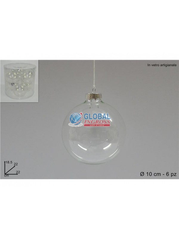 PALLE VETRO TRASPARENTI10cm 6pz