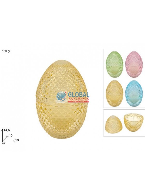 UOVO POTICHE C/CANDELA DECORO DIAMANTE 160gr