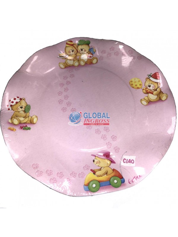 PIATTI MEDI ORSETTO ROSA 10pz