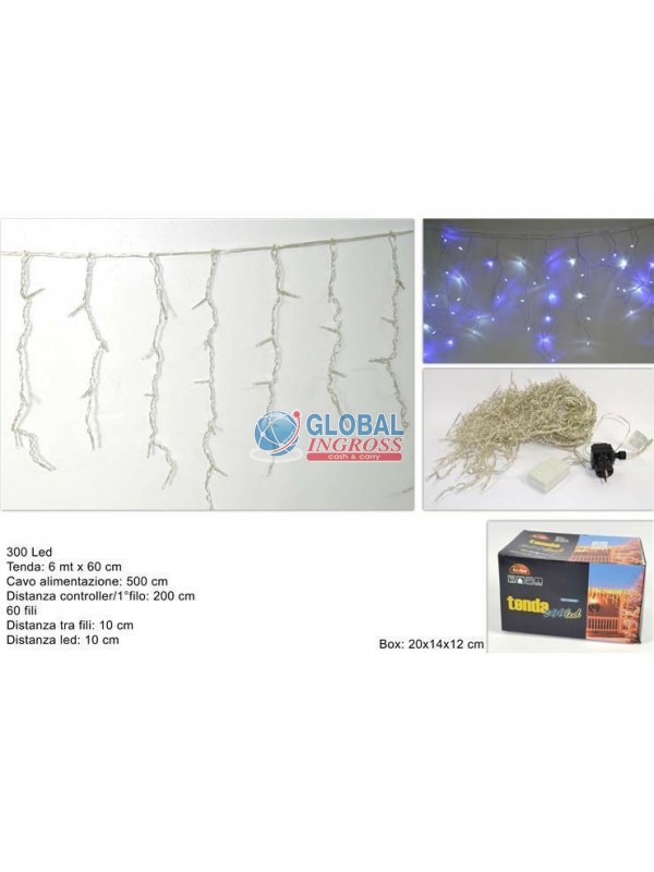 TENDA 300 LED BLU/BIANCO 6mt