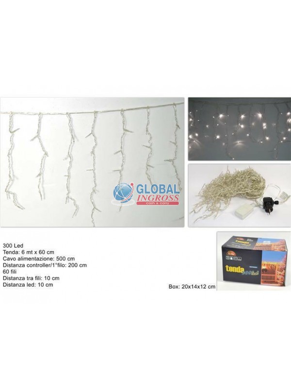 TENDA 300 LED BIANCO FREDDO 6mt