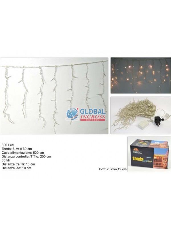 TENDA 300 LED BIANCO CALDO 6mt