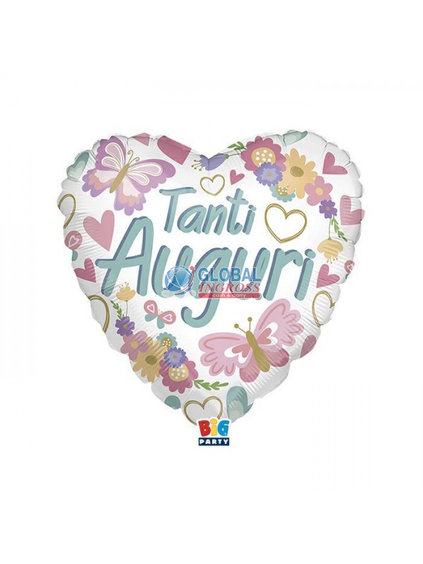 MYLAR 45cm AUGURI FLOREALE CUORE