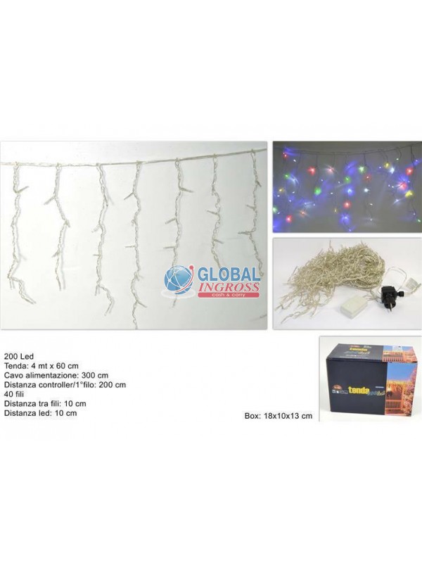 TENDA 200 LED MULTICOLOR 4mt