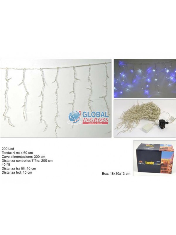 TENDA 200 LED BLU/BIANCO 4mt