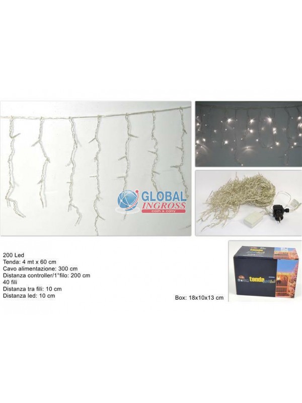 TENDA 200 LED BIANCO FREDDO 4mt